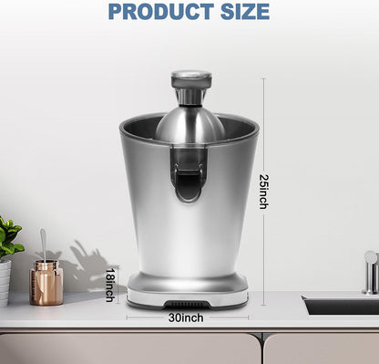 Electric Citrus Juicer, Automatic Orange Juicer Machine & Lemon Squeezer with One-Touch Operation, High Juice Yield and Easy to Clean Juice Maker for Home & Kitchen Use, Silver