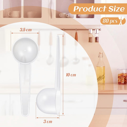 Plastic Tablespoon Measuring Spoons with Handle (20 ml | 20 Cc | 1.33 Tablespoon |4 Tsp) Coffee Scoops Teaspoon for Measuring Coffee Powder Grains Spices Protein Dry Good(Transparent,80 Pack)