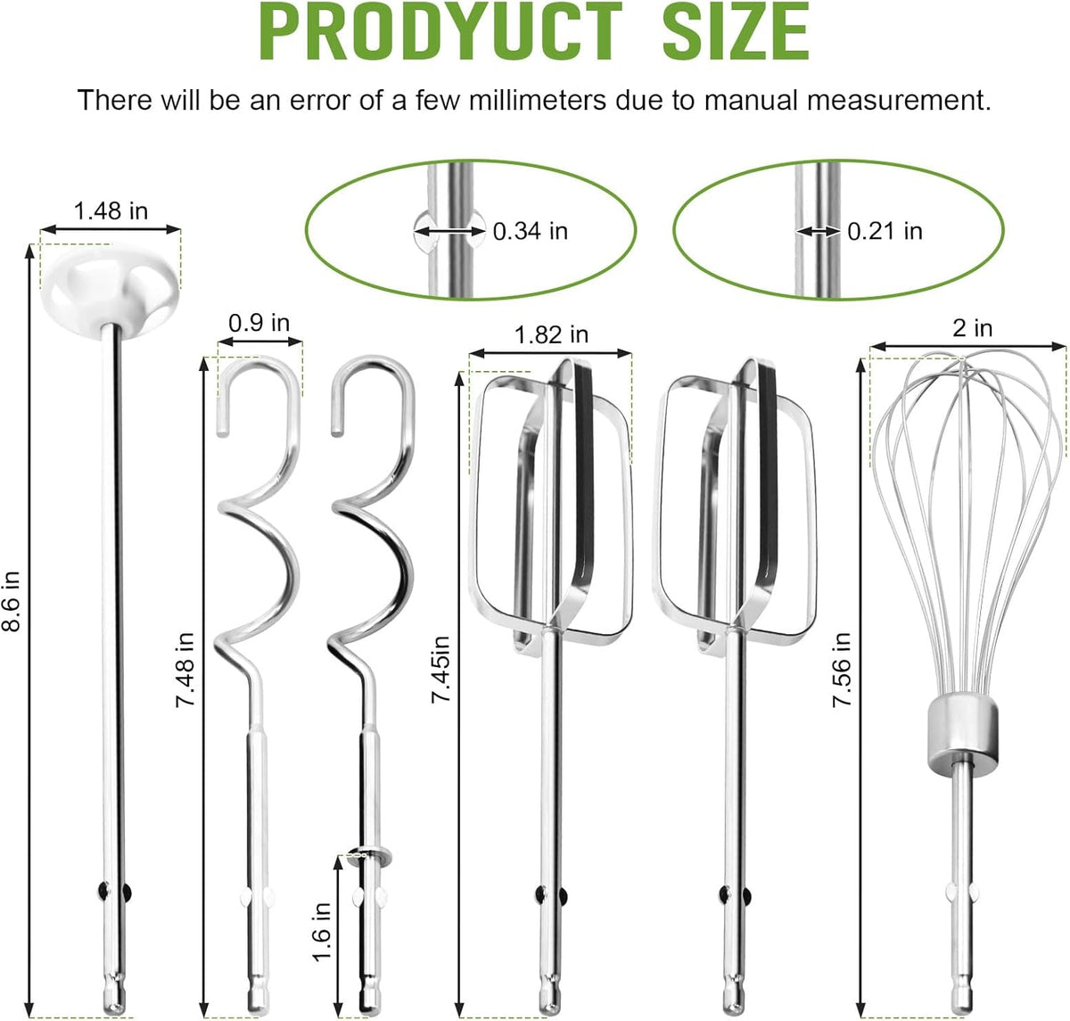 Hand Mixer Attachments Replacement for Hamilton Beach Mixer Beaters Parts