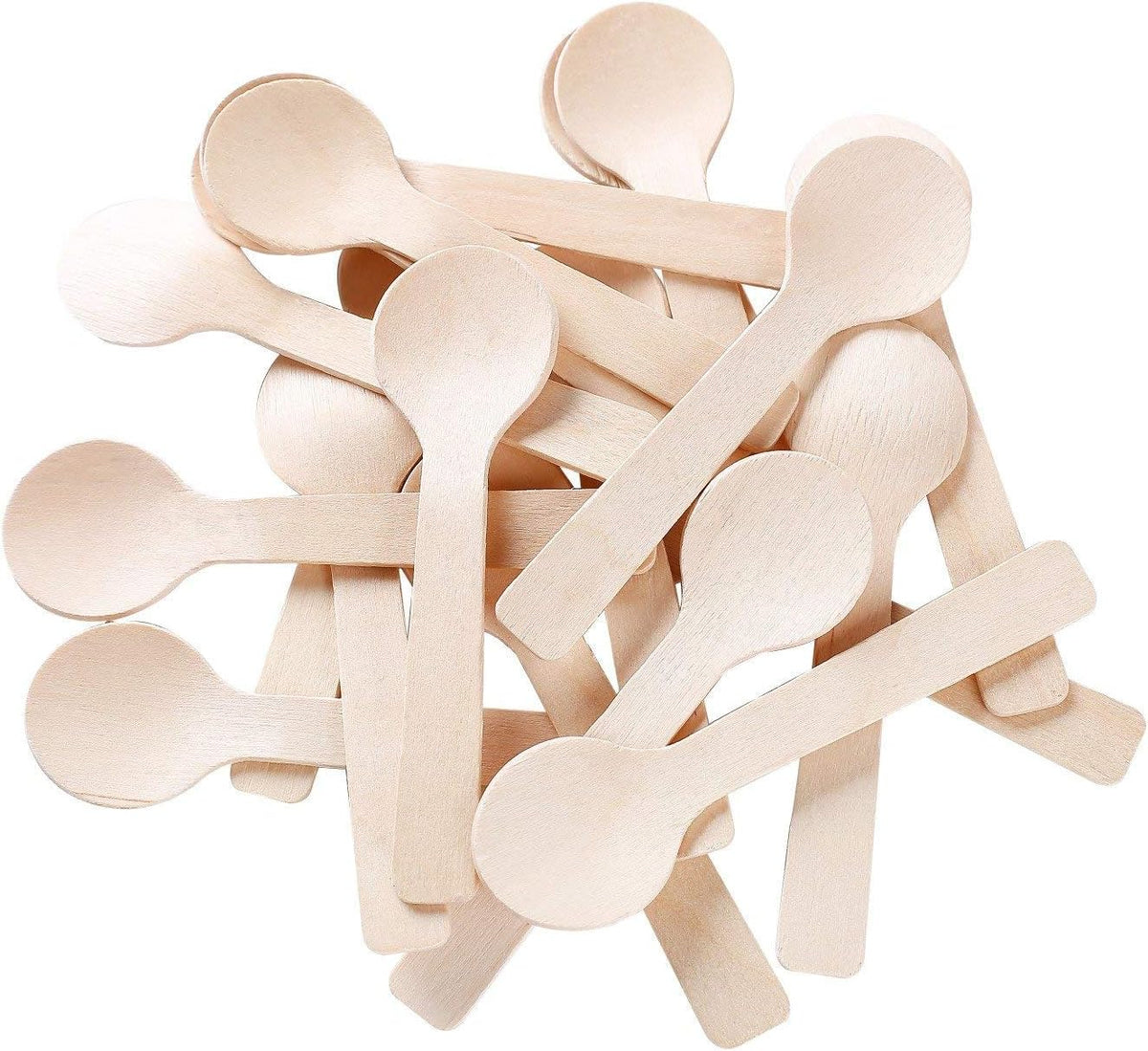 1.5mm Extra-Thick Mini Wooden Spoons (4 Inch) - Heavy Duty Birch Wood - Sturdy No-Snap Disposable Spoons for Gelato, Desserts & Charcuterie - Eco-Friendly & Compostable GM1042A