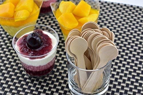 1.5mm Extra-Thick Mini Wooden Spoons (4 Inch) - Heavy Duty Birch Wood - Sturdy No-Snap Disposable Spoons for Gelato, Desserts & Charcuterie - Eco-Friendly & Compostable GM1042A