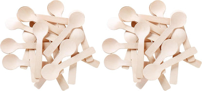 1.5mm Extra-Thick Mini Wooden Spoons (4 Inch) - Heavy Duty Birch Wood - Sturdy No-Snap Disposable Spoons for Gelato, Desserts & Charcuterie - Eco-Friendly & Compostable GM1042A