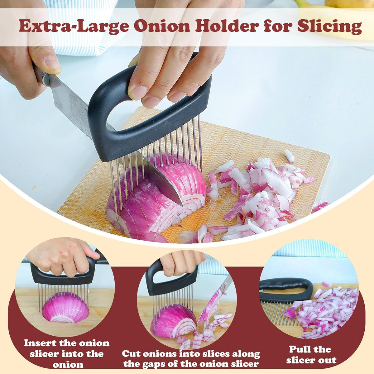 Extra-Large Onion Holder for Slicing, 304 Stainless Steel
