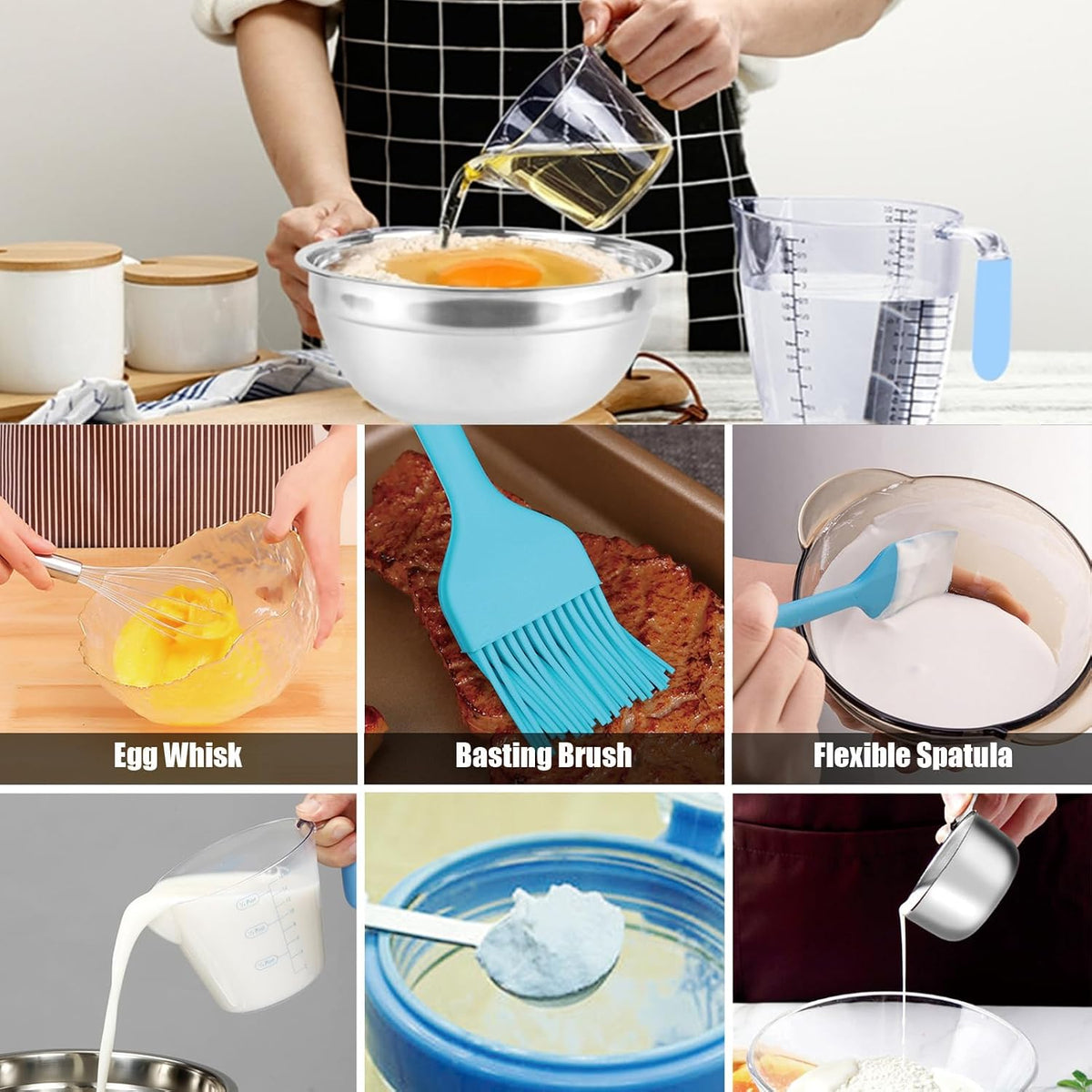 Mixing Bowls Set, 22PCS Stainless Steel Bowl with Lid Set for Kitchen Prep