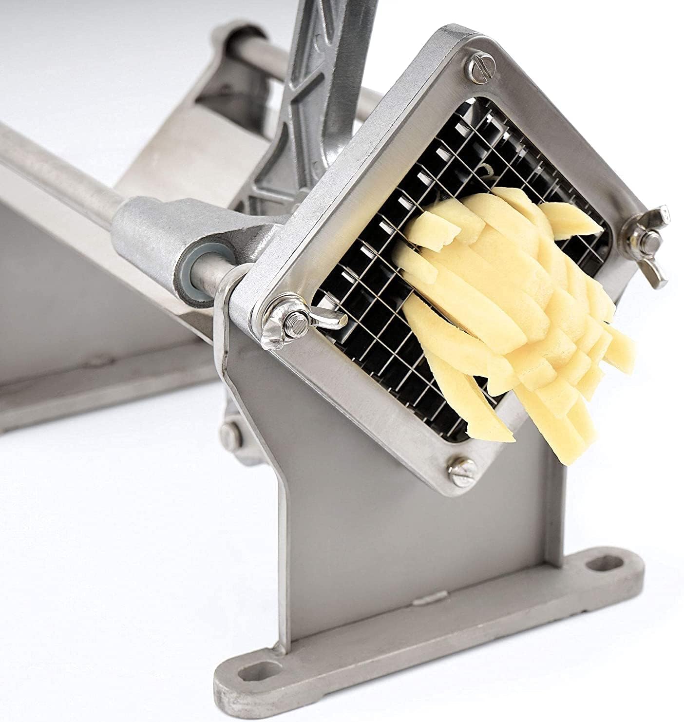 French Fry Cutter, Commercial Vegetable Fruit Chopper | Wall Mounted, 1/2'', 3/8'', 1/4'' Blades, Stainless Steel, Improve Efficiency, for Cucumber, Carrot, Potato