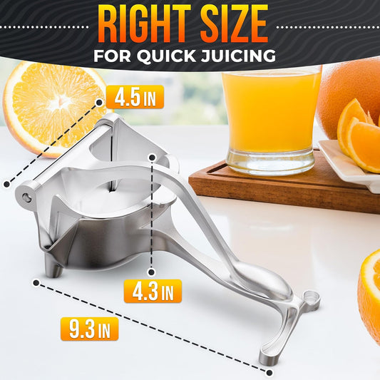 Hand Juicer Squeezer, Large 20 oz Aluminum Bowl with Pour Spout | Handheld Manual Citrus Press, Gets Every Drop Out of Lemon, Lime, Orange, Grapefruit, and Pomegranate Juice, Ergonomic Handle