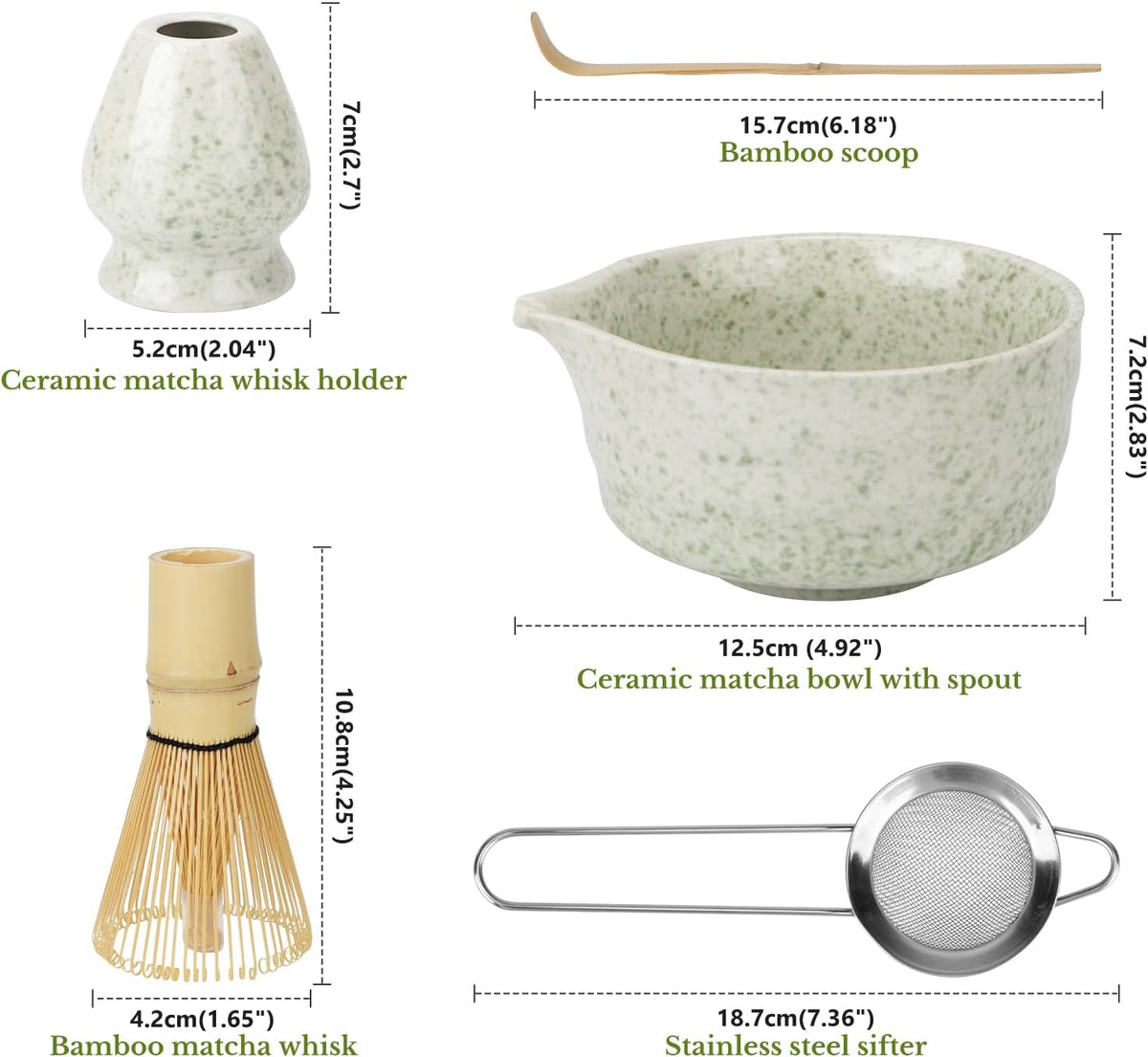 Matcha Whisk Set, Traditional Matcha Kit Includes Matcha Bowl, Pink Whisk with Holder, Scoop, Scoop Rest, Sifter, and Tea Cloth – 7 Piece Matcha Whisk Set, Gift Set for Tea Enthusiasts