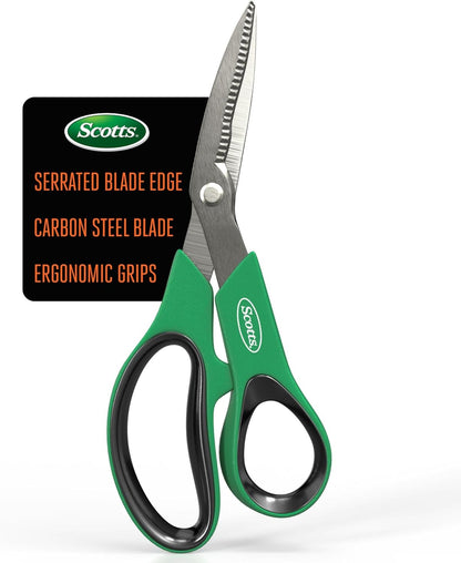 8 in. All-Purpose Steel Garden Utility Shears with Serrated Blades – Comfort Grip Yard and Garden Scissors for Pruning Plants, Flowers, and Herbs