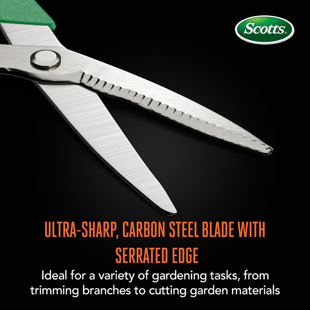 8 in. All-Purpose Steel Garden Utility Shears with Serrated Blades – Comfort Grip Yard and Garden Scissors for Pruning Plants, Flowers, and Herbs