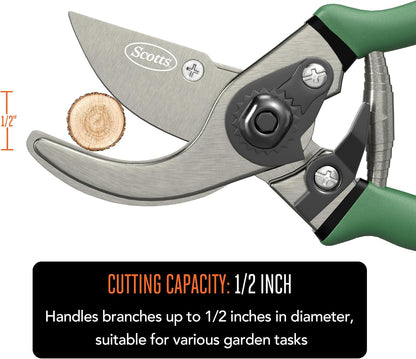 8 in. All-Purpose Steel Garden Utility Shears with Serrated Blades – Comfort Grip Yard and Garden Scissors for Pruning Plants, Flowers, and Herbs