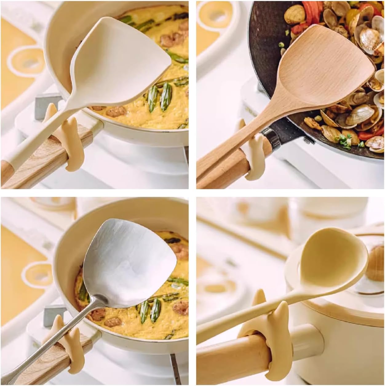 2 Pack Silicone Pot Clip Spoon Rest Kitchen Spoon Holder Steam Releaser for Pot Flexible Cooking Pot Clip