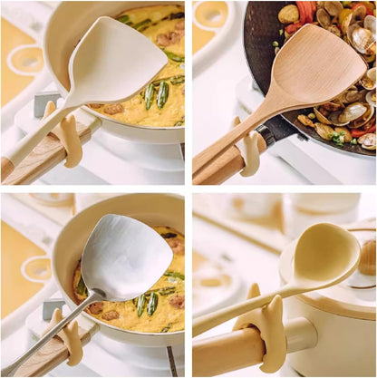 2 Pack Silicone Pot Clip Spoon Rest Kitchen Spoon Holder Steam Releaser for Pot Flexible Cooking Pot Clip