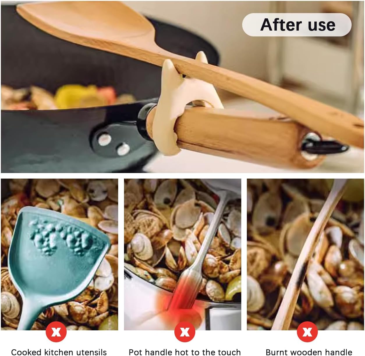 2 Pack Silicone Pot Clip Spoon Rest Kitchen Spoon Holder Steam Releaser for Pot Flexible Cooking Pot Clip