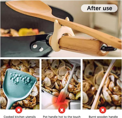 2 Pack Silicone Pot Clip Spoon Rest Kitchen Spoon Holder Steam Releaser for Pot Flexible Cooking Pot Clip