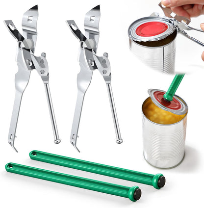 2 Pack Can Opener Manual, Smooth Edge Can Opener with Magnetic Wand, Heavy Duty Hand Held Canned Open Kit, Small Side Cut Abrelatas, Multifunctional Bottle Open for Camping, Kitchen