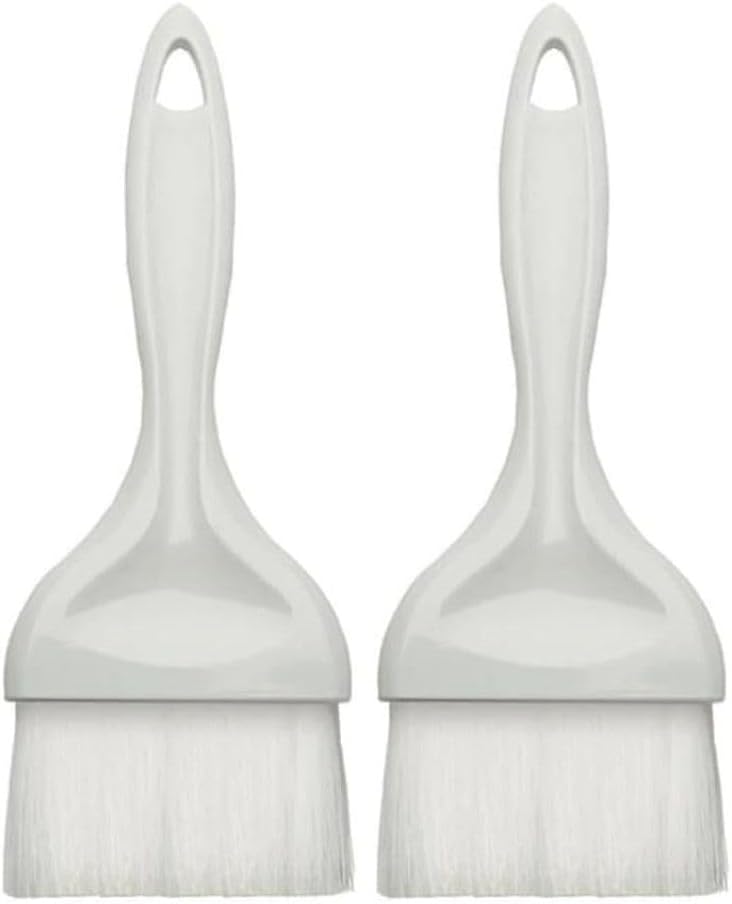 3” Flat Nylon Pastry Basting Brush with Plastic Handle Set of 2- Easy to Clean Pastry Brush Basting Brush Cooking Brush Oil and Sauce Food Brush for Baking Butter Brush Kitchen