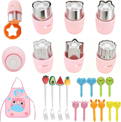 20Pcs Cookie Cutters & Biscuit Cutter Set - Multi-Shape Fruit/Vegetable Cutters for Kids Lunch Accessories, Food-Grade Stainless Steel Molds for Home Baking (PINK)