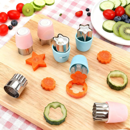 20Pcs Cookie Cutters & Biscuit Cutter Set - Multi-Shape Fruit/Vegetable Cutters for Kids Lunch Accessories, Food-Grade Stainless Steel Molds for Home Baking (PINK)