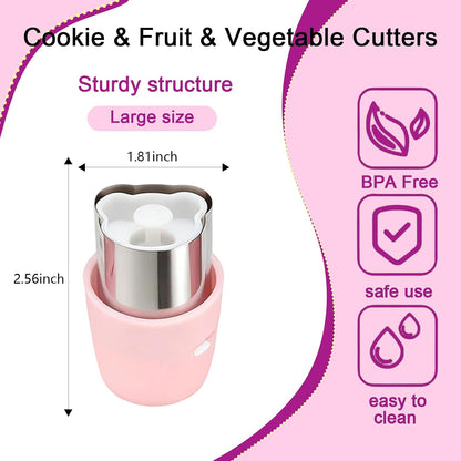 20Pcs Cookie Cutters & Biscuit Cutter Set - Multi-Shape Fruit/Vegetable Cutters for Kids Lunch Accessories, Food-Grade Stainless Steel Molds for Home Baking (PINK)