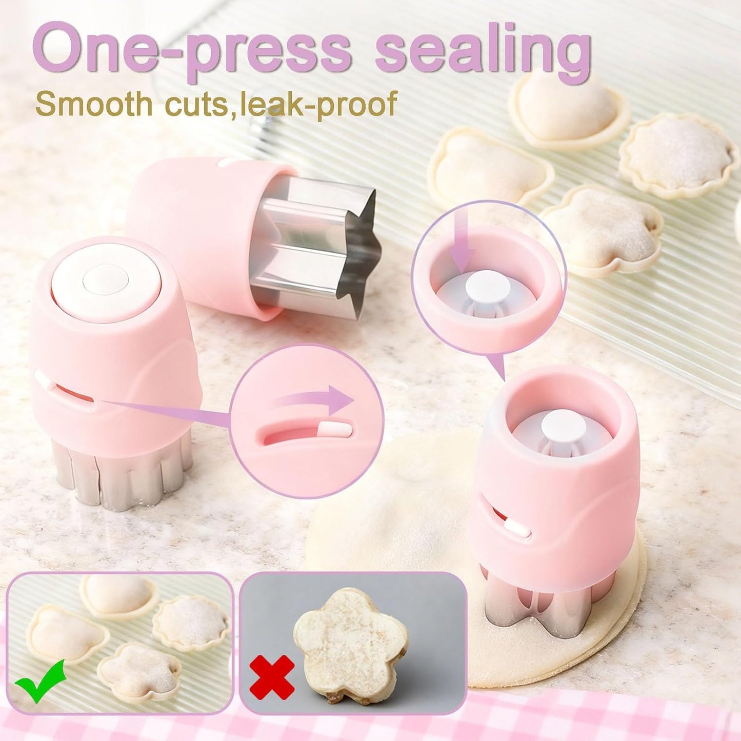 20Pcs Cookie Cutters & Biscuit Cutter Set - Multi-Shape Fruit/Vegetable Cutters for Kids Lunch Accessories, Food-Grade Stainless Steel Molds for Home Baking (PINK)