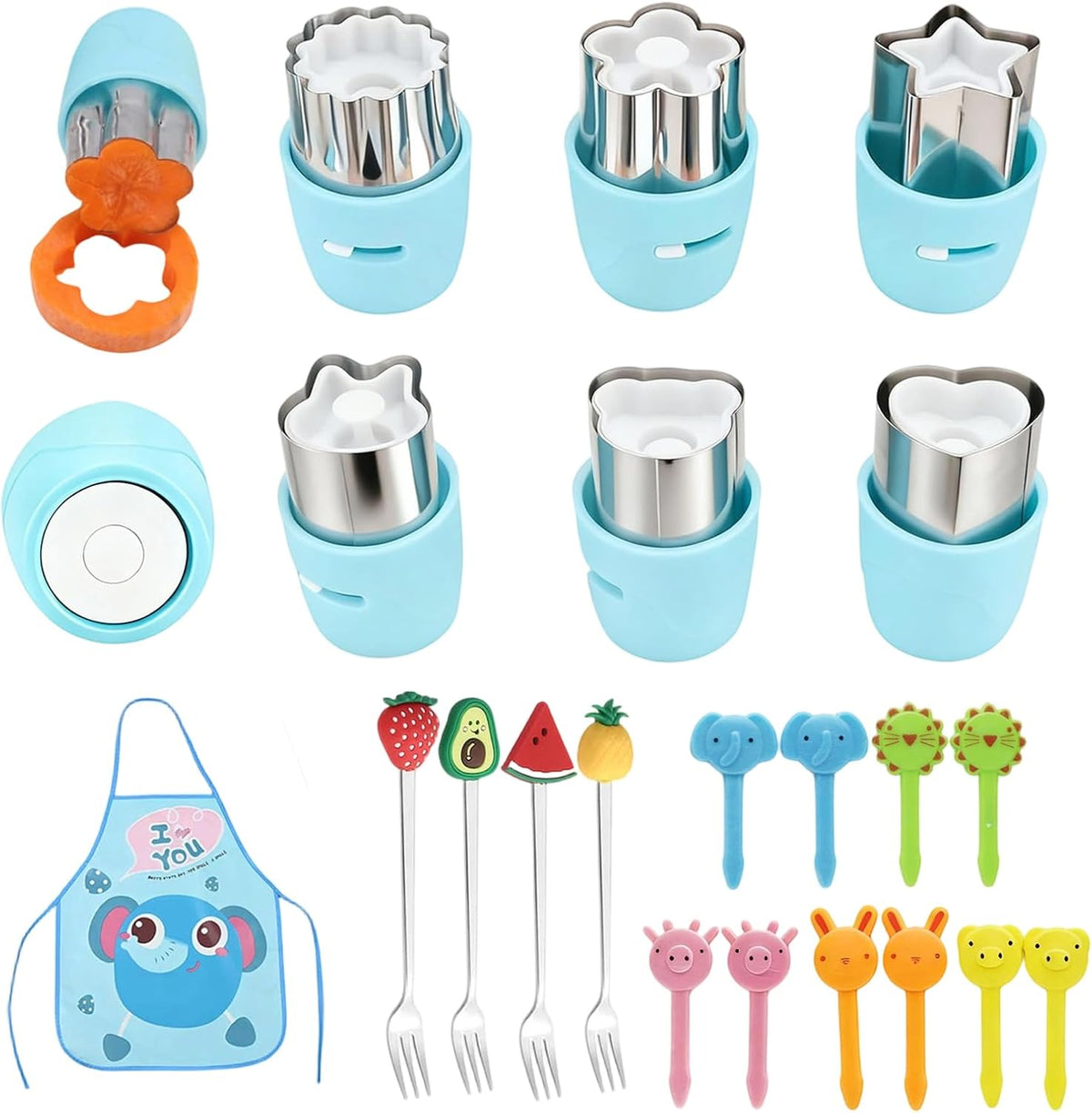 20Pcs Cookie Cutters & Biscuit Cutter Set - Multi-Shape Fruit/Vegetable Cutters for Kids Lunch Accessories, Food-Grade Stainless Steel Molds for Home Baking (PINK)