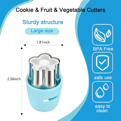 20Pcs Cookie Cutters & Biscuit Cutter Set - Multi-Shape Fruit/Vegetable Cutters for Kids Lunch Accessories, Food-Grade Stainless Steel Molds for Home Baking (PINK)
