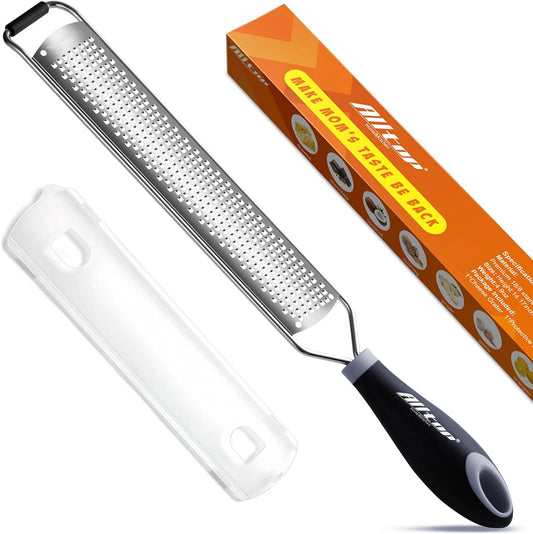 Lemon Zester, Hand-held Stainless Steel Food Grater,Pro Kitchen Tool for Cheese Parmesan Vegetable Ginger Garlic Nutmeg Citrus Lime Orange Chocolate Fruit - Fine Shredder
