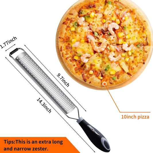 Lemon Zester, Hand-held Stainless Steel Food Grater,Pro Kitchen Tool for Cheese Parmesan Vegetable Ginger Garlic Nutmeg Citrus Lime Orange Chocolate Fruit - Fine Shredder