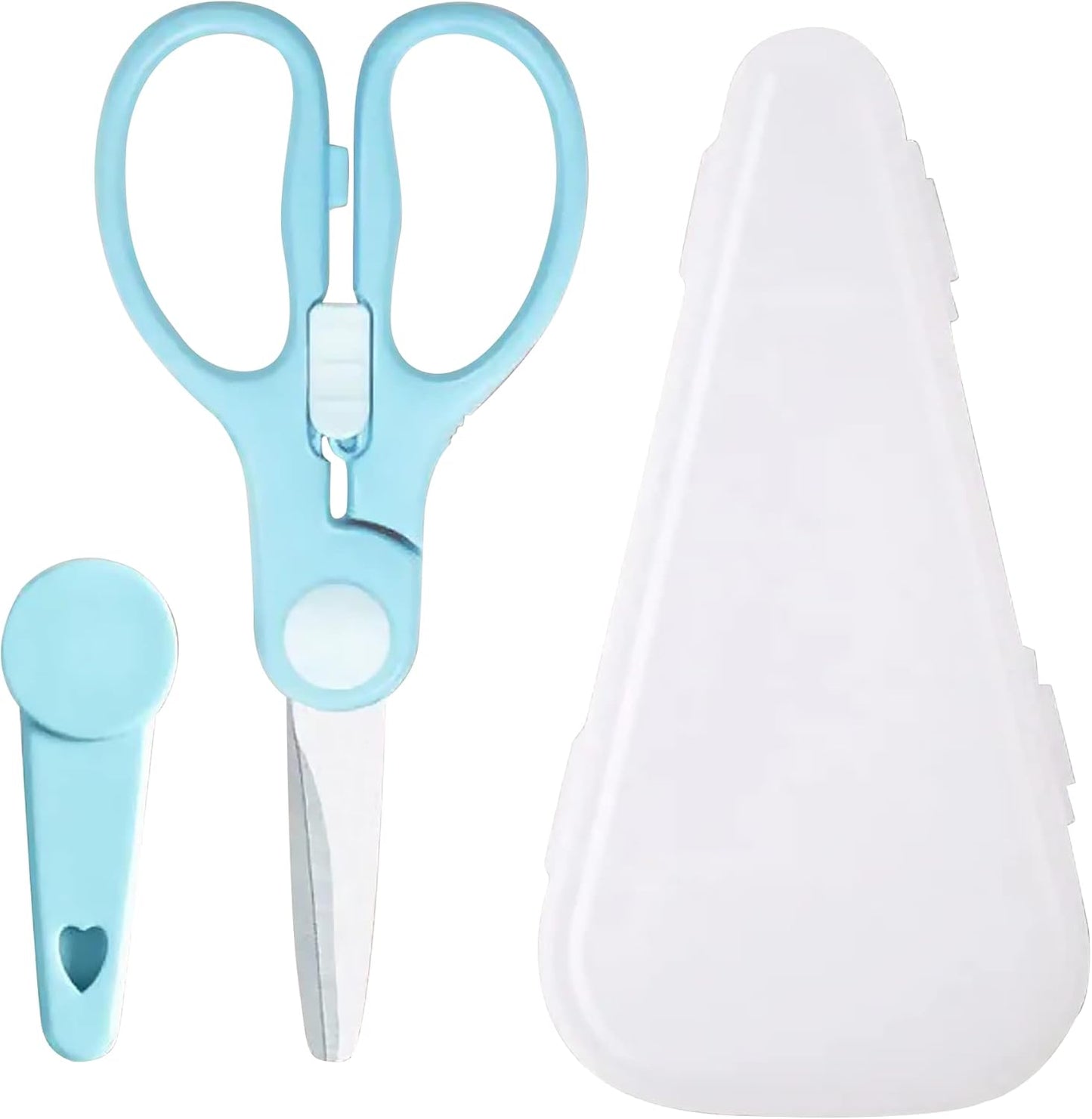 Portable Baby Food Scissors Toddler Feeding Shears with Safety Lock, Food Grade Stainless Steel Material Food Supplement Scissors Suitable for Chicken Poultry Fish Meat Herbs noodles (Blue)