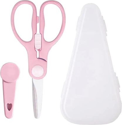 Portable Baby Food Scissors Toddler Feeding Shears with Safety Lock, Food Grade Stainless Steel Material Food Supplement Scissors Suitable for Chicken Poultry Fish Meat Herbs noodles (Blue)
