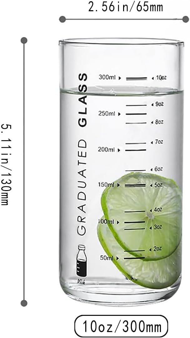 10 Oz Glass Measuring Cup for Milk, Juice, Coffee, Ice Cream - Ideal for Elderly, Beginners & Weight Loss