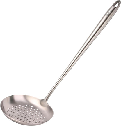 17'' Skimmer Slotted Spoon - 304 Stainless Steel Skimmer Ladle Spider Strainer Spoon for Cooking and Frying - Long Pasta Strainer Tools Frying Spoon Kitchen Cooking Utensils Colander Spoon