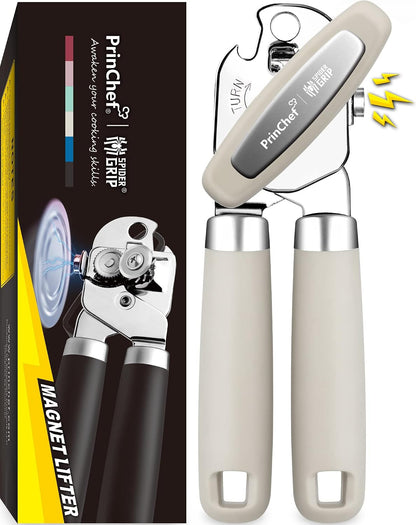 Can Opener Manual, Can Tin Bottle Opener with Magnet - No-Trouble-Lid-Lift, Handheld Can Opener Smooth Edge with Sharp Blade, Heavy Duty and Easy to Use, for Seniors with Arthritis, Blue