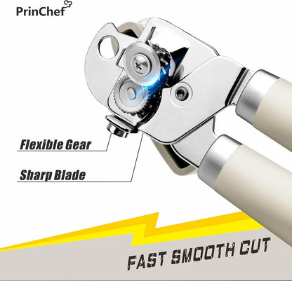 Can Opener Manual, Can Tin Bottle Opener with Magnet - No-Trouble-Lid-Lift, Handheld Can Opener Smooth Edge with Sharp Blade, Heavy Duty and Easy to Use, for Seniors with Arthritis, Blue
