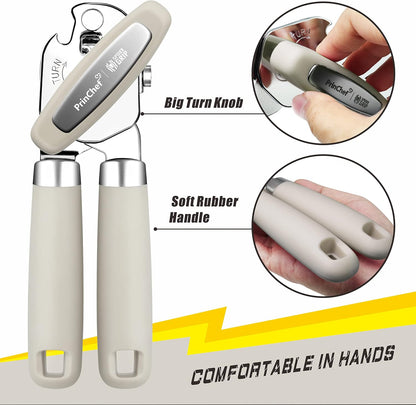 Can Opener Manual, Can Tin Bottle Opener with Magnet - No-Trouble-Lid-Lift, Handheld Can Opener Smooth Edge with Sharp Blade, Heavy Duty and Easy to Use, for Seniors with Arthritis, Blue