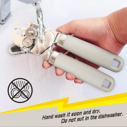 Can Opener Manual, Can Tin Bottle Opener with Magnet - No-Trouble-Lid-Lift, Handheld Can Opener Smooth Edge with Sharp Blade, Heavy Duty and Easy to Use, for Seniors with Arthritis, Blue