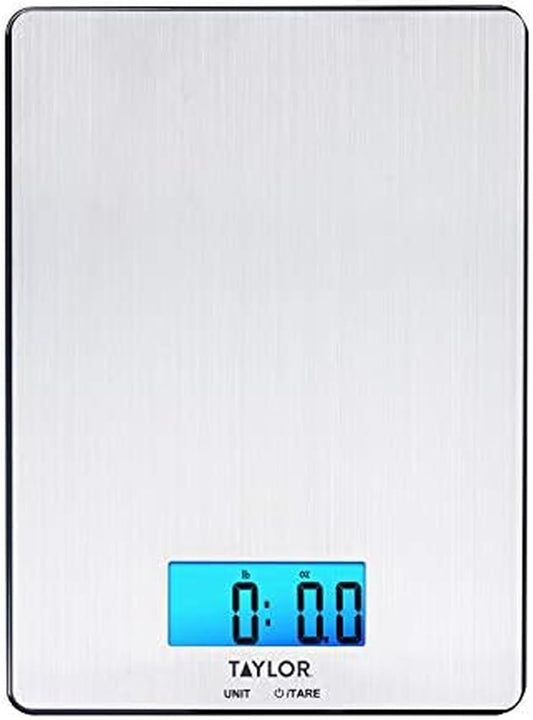 11lb Stainless Steel Digital Kitchen Scale, Ultra-Thin, Silver