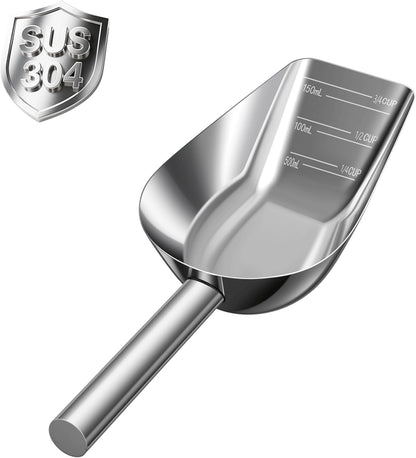 Dog-Cat Food Scoop 3/4 Cup, 304 Stainless Steel Measuring Cup