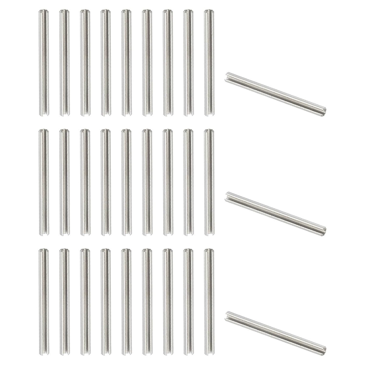 Slotted Spring Pin, 50 Pcs 1/8" x 3/4" (3.2mm x 20mm) 304 Stainless Steel Split Roll Pins Spring Dowel for Home Improvement Automotive Machine Repair, Silver - Colors A