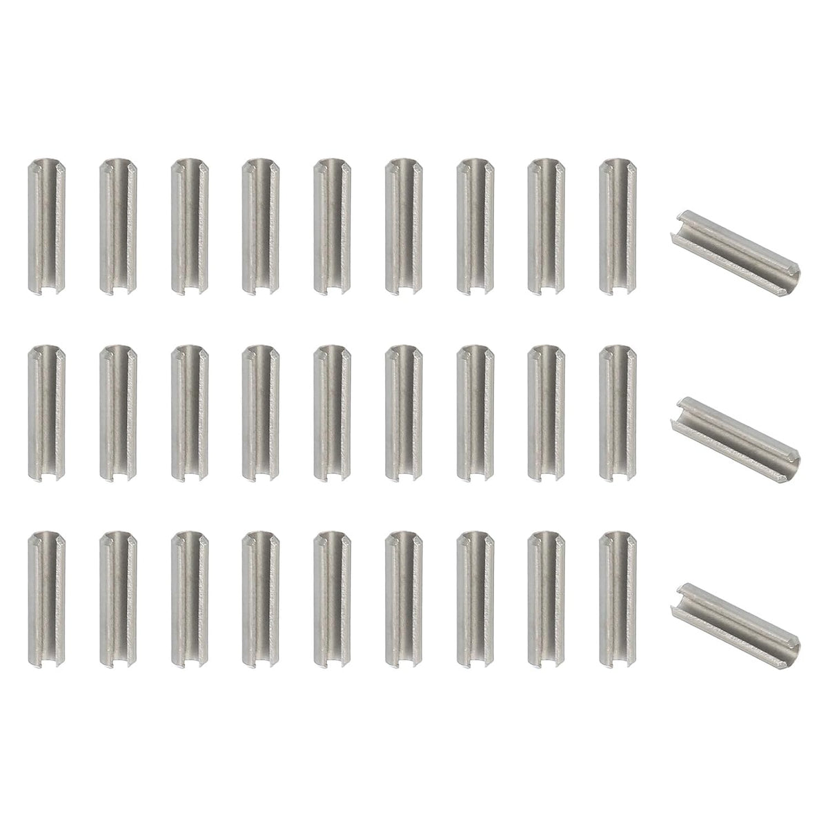 Slotted Spring Pin, 50 Pcs 1/8" x 3/4" (3.2mm x 20mm) 304 Stainless Steel Split Roll Pins Spring Dowel for Home Improvement Automotive Machine Repair, Silver - Colors A