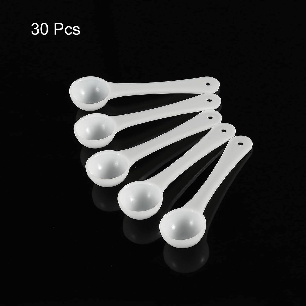 Micro Spoons 1 Gram Measuring Scoop Plastic Round Bottom Mini Spoon with Hanging Hole for Home Kitchen Powder Measurement Baking 30Pcs