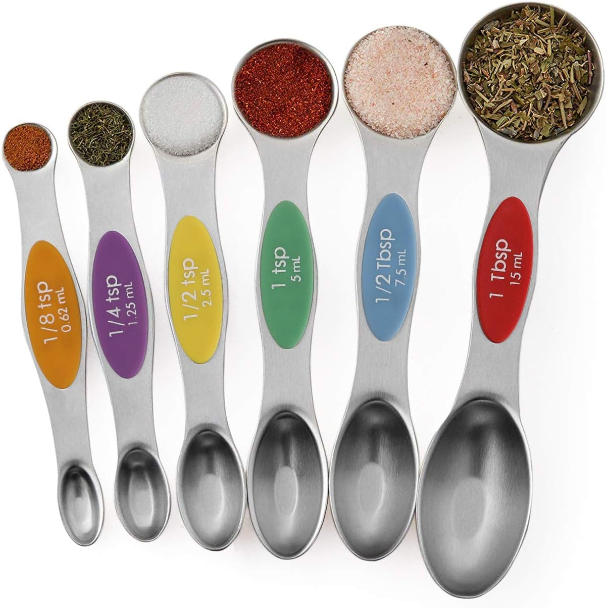 Magnetic Measuring Spoons Stainless Steel Dual Sided Teaspoons Tablespoons