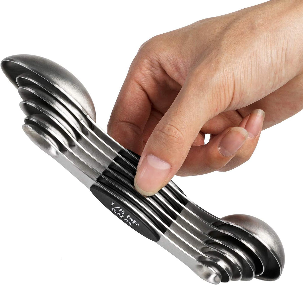 Magnetic Measuring Spoons Stainless Steel Dual Sided Teaspoons Tablespoons