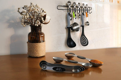Magnetic Measuring Spoons Stainless Steel Dual Sided Teaspoons Tablespoons