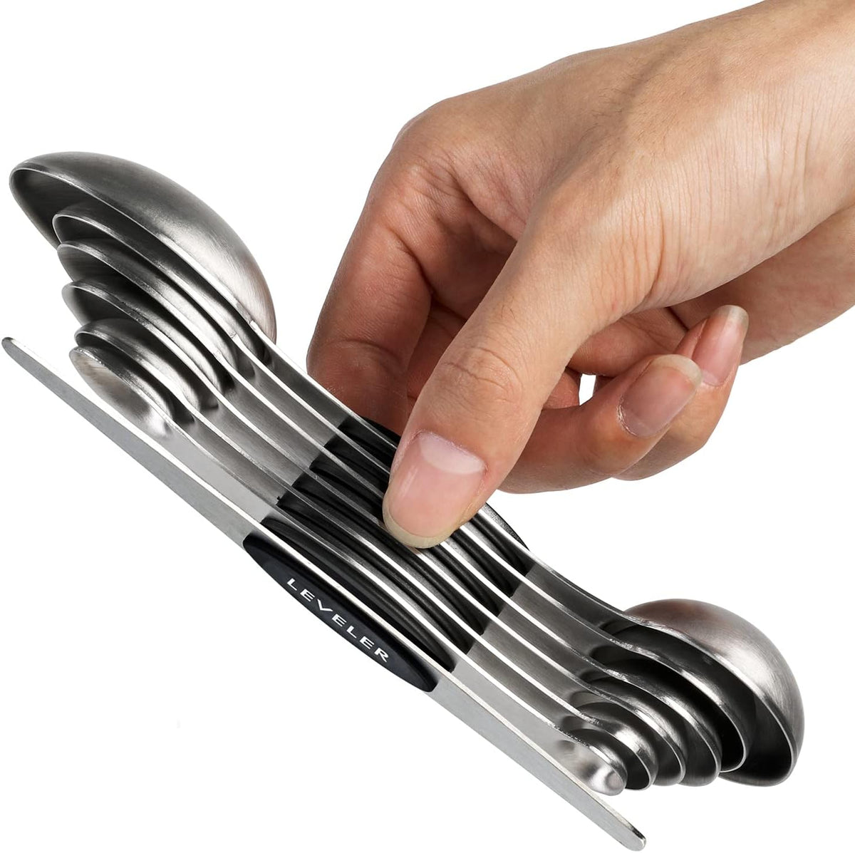 Magnetic Measuring Spoons Stainless Steel Dual Sided Teaspoons Tablespoons