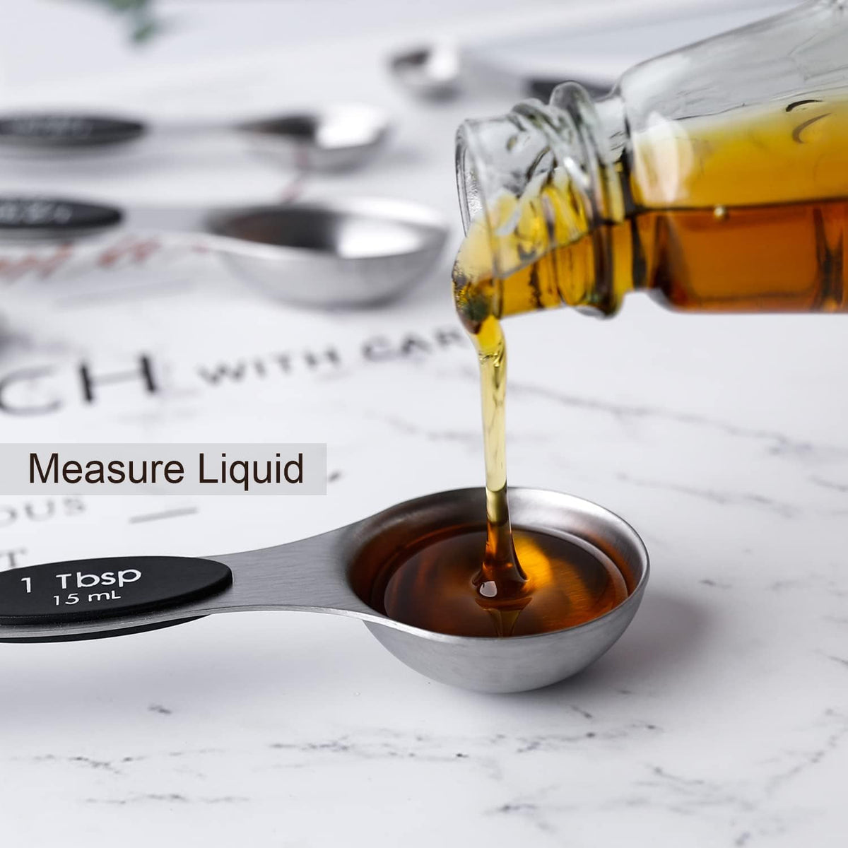 Magnetic Measuring Spoons Stainless Steel Dual Sided Teaspoons Tablespoons