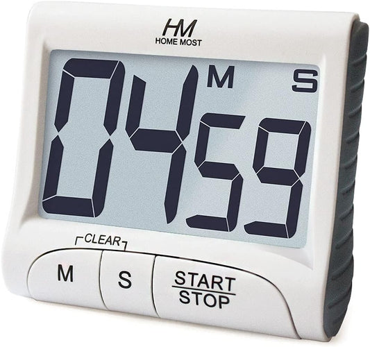 3" Large Display Kitchen Timer - Digital Timer Magnetic Back Loud Alarm On A Rope- White Cooking Timers For Kitchen Teachers Students Games Kids Meetings- Sports Timers For Workouts Exercise