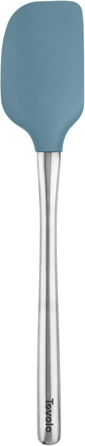 Tovolo Flex Core Silicone Spatula Spoonula Set of 2 for Non Stick Cast Iron Cooking & Baking, Dishwasher Safe Heat Resistant BPA Free Long Stainless Steel Handle Kitchen Utensil, Charcoal Gray