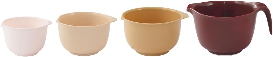 Glad Mixing Bowls with Pour Spout, Set of 4 - Nesting Plastic Bowls (1.2qt, 1.9qt, 2.8qt, and 3qt with Handle) - Non Slip Base, Dishwasher Safe Kitchen Cooking and Baking Supplies, Grey
