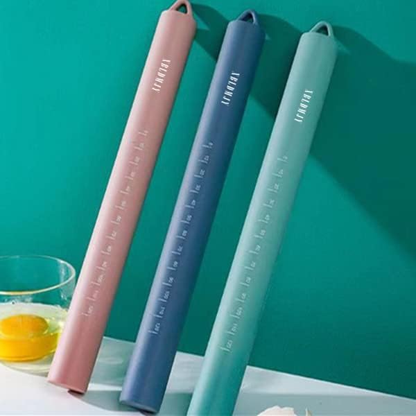 Small stainless Steel Inner Core Silicone Rolling Pin Non-stick Dough Roller (Green)